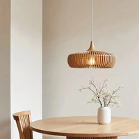 Japanese Wood Ceiling Lamp, Round Wabi Sabi Minimalist Style