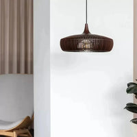 Japanese Wood Ceiling Lamp, Round Wabi Sabi Minimalist Style