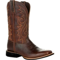 Leather Cowboy Boots for Men, Embroidered Retro Western Mid Calf