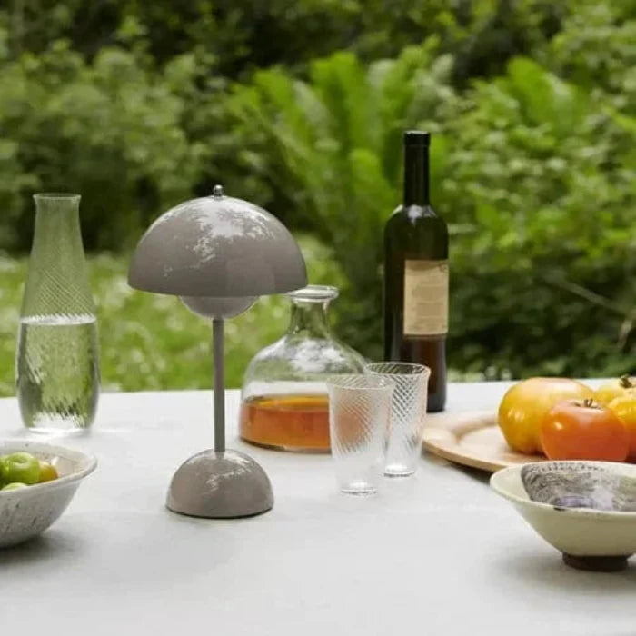 Portable Mushroom Table Lamp, Wireless Modern Aluminum Light
