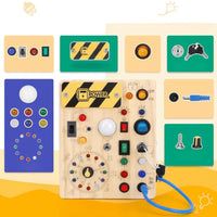 Busy Board Montessori Toy, Wooden Sensory Activity Board with LED Lights
