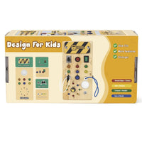 Busy Board Montessori Toy, Wooden Sensory Activity Board with LED Lights