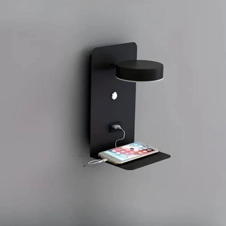 Bedside Lamp with Integrated Phone Holder and USB Charger, Dimmable LED Night Light