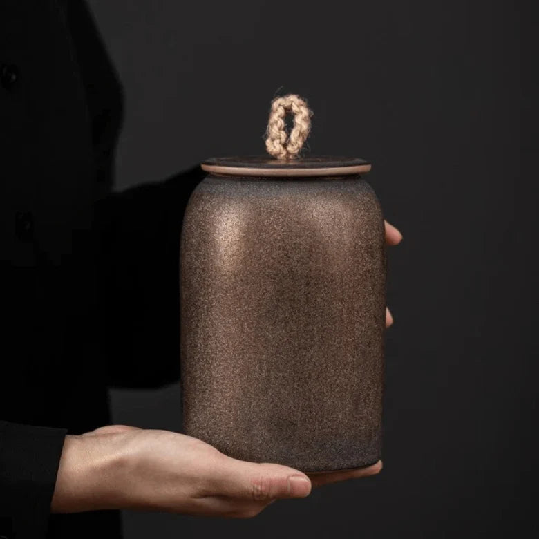 Japanese Ceramic Coffee Container, Portable Cylindrical 30 oz