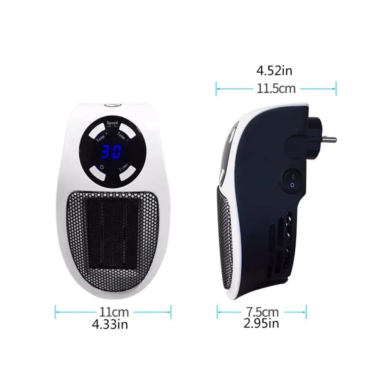 Compact Space Heater with Tip Over Protection and Overheat Shutoff