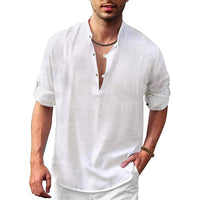 Breathable Linen Cotton Shirt with Open Stitch Closure and Regular Fit