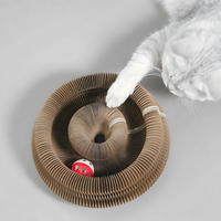 Foldable Cardboard Cat Maze with Magnetic Folding and Bell Ball Toy