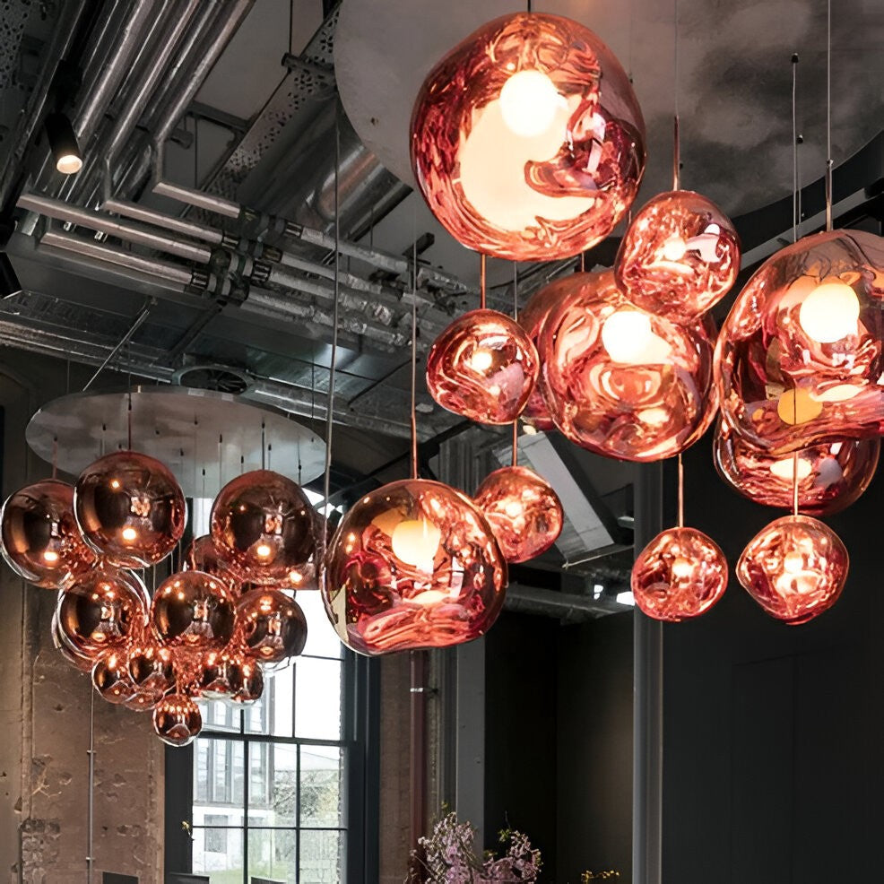 Multi-Head Pendant Light with Sculptural Melt Design