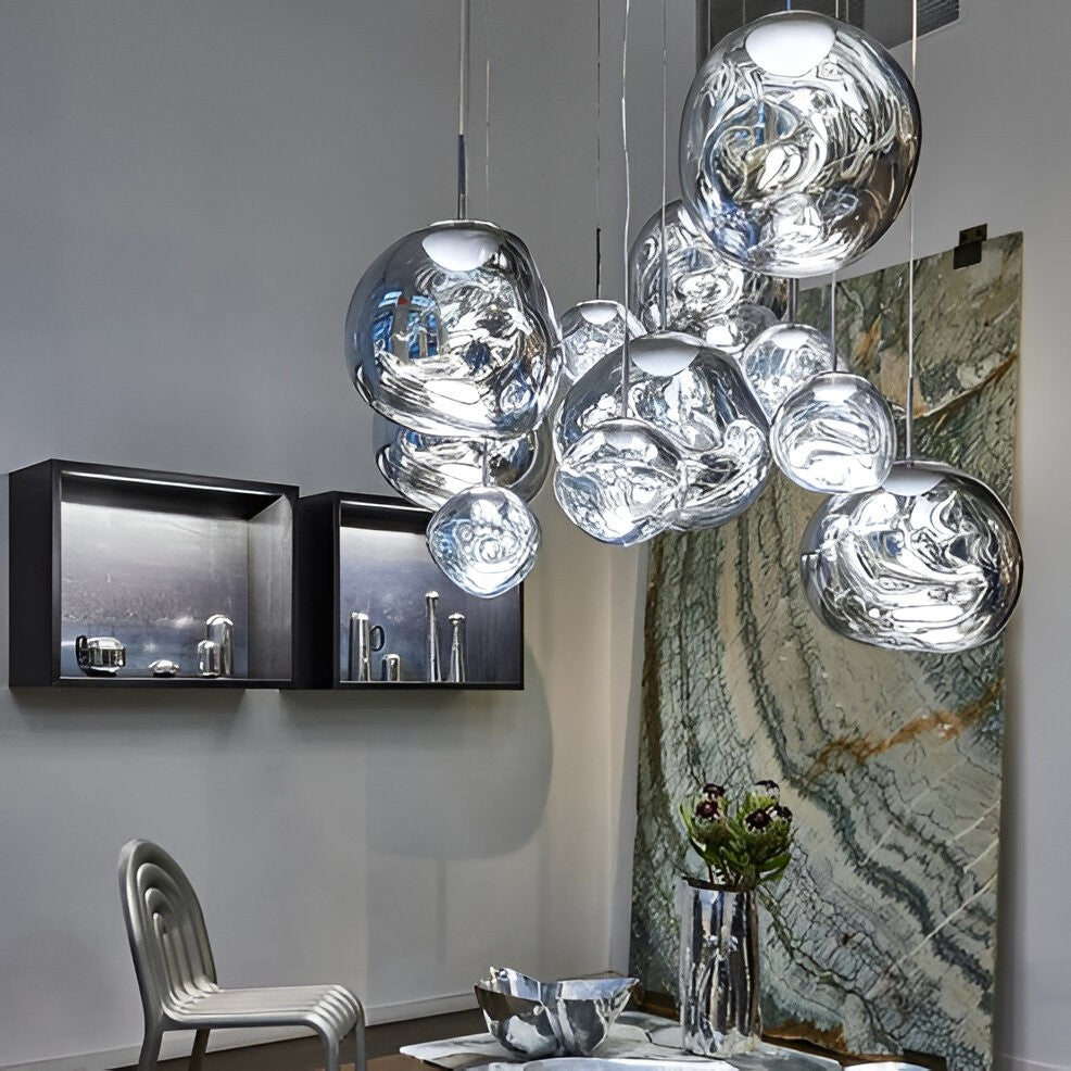 Multi-Head Pendant Light with Sculptural Melt Design