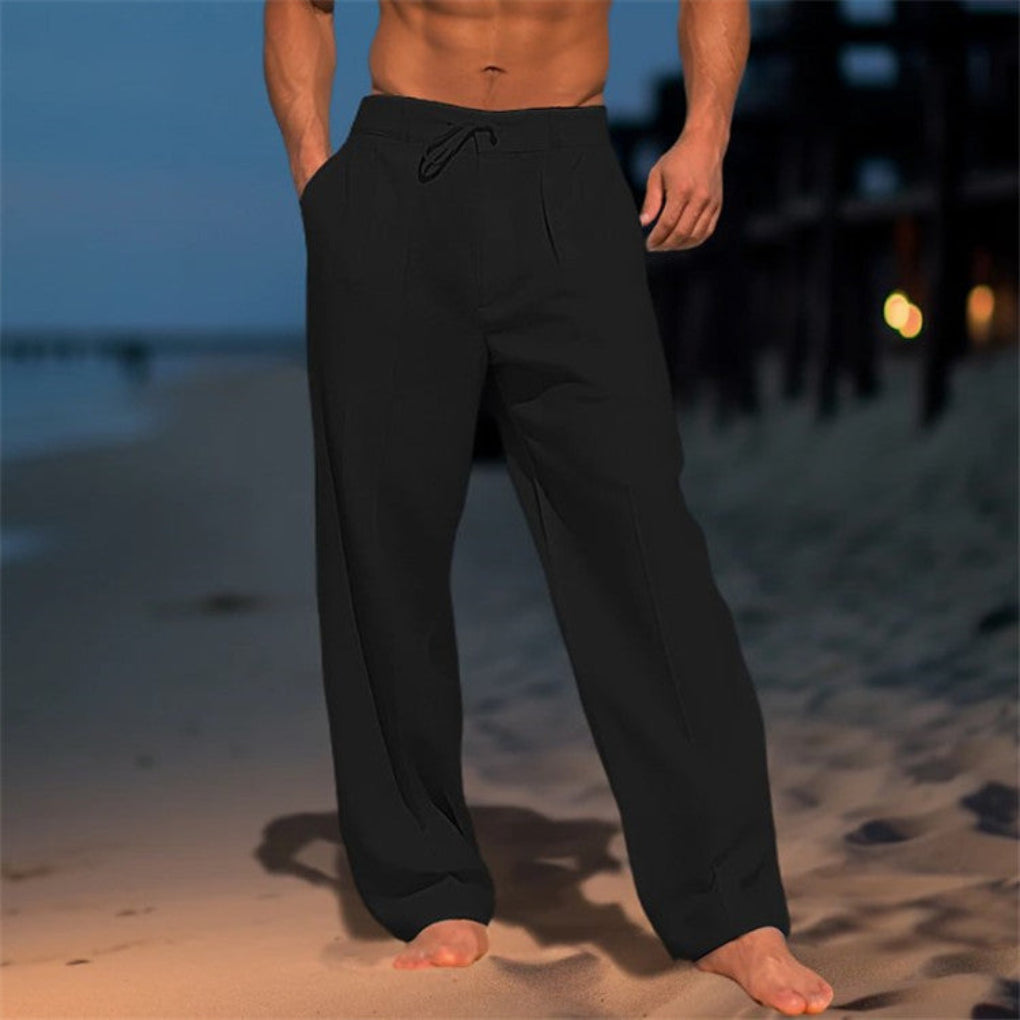 Drawstring Broadcloth Trousers with Relaxed Fit and Breathable Fabric