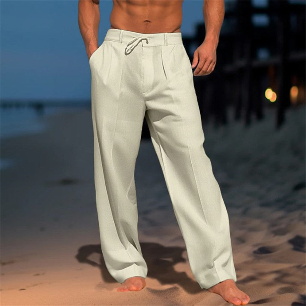 Drawstring Broadcloth Trousers with Relaxed Fit and Breathable Fabric