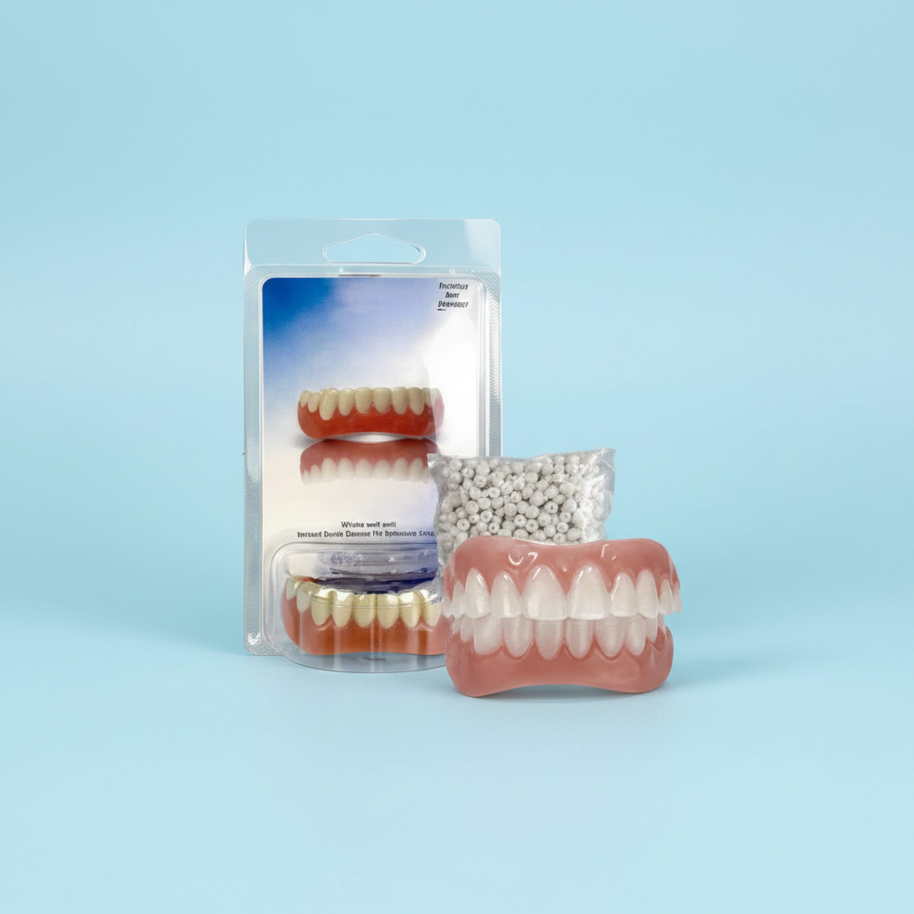 Adjustable Silicone Denture Set with Upper and Lower Pieces for Natural Fit