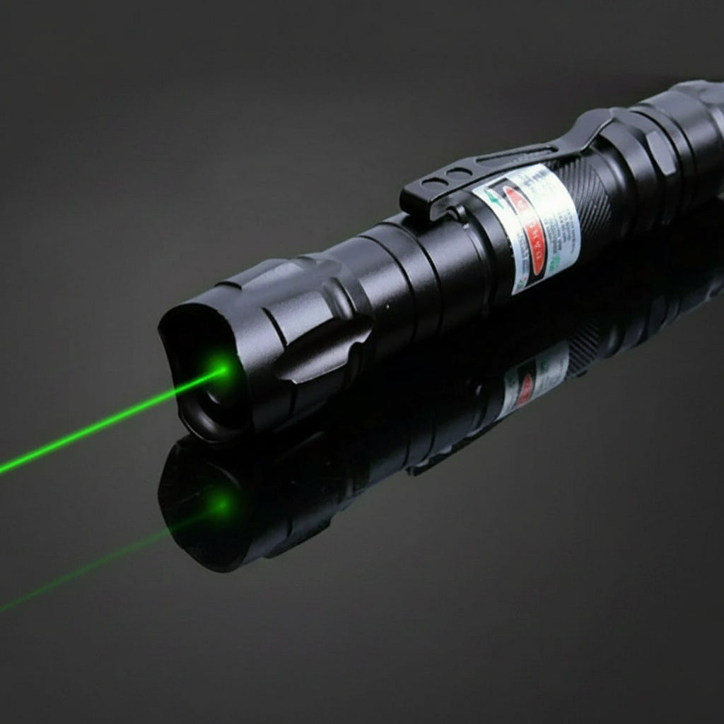 Green Laser Pointer with 2000 Meter Range and Rechargeable Battery, Aluminum Construction