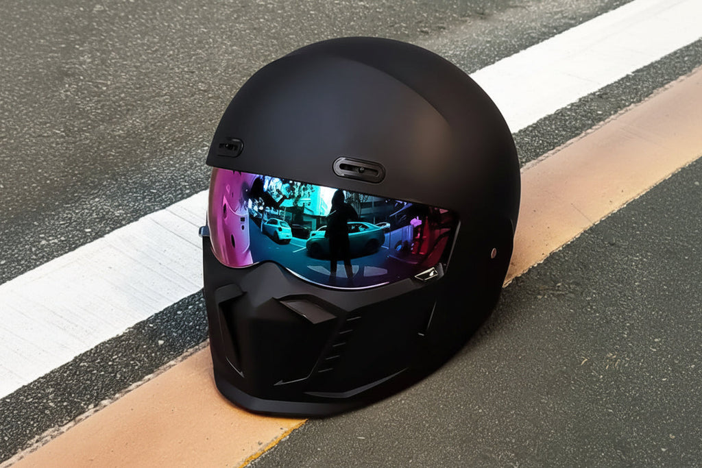 Retro Pilot Motorcycle Helmet with Anti-Fog Polycarbonate Lens and Ventilation