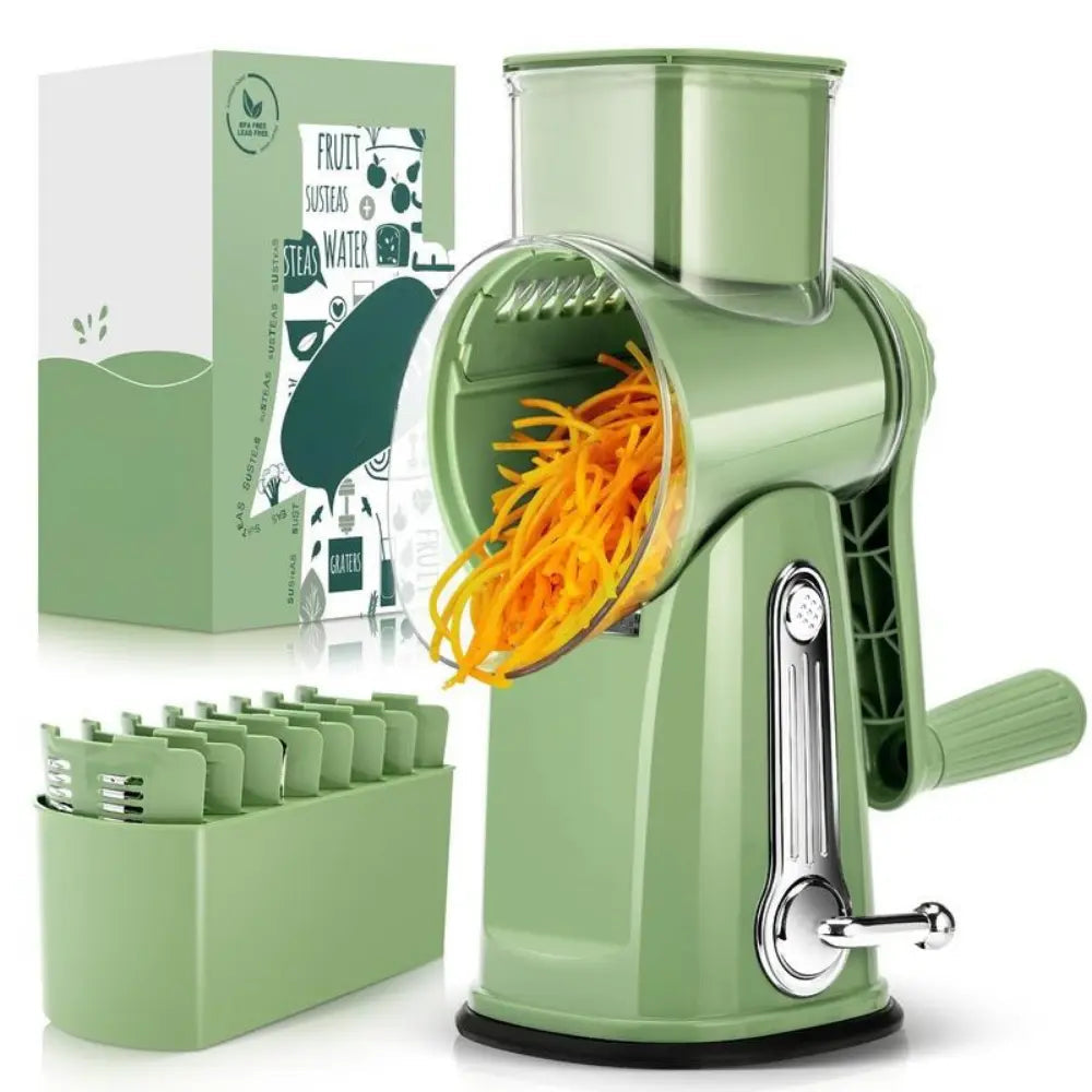 Drum Grater with 5 Stainless Steel Blades and Suction Cup Base