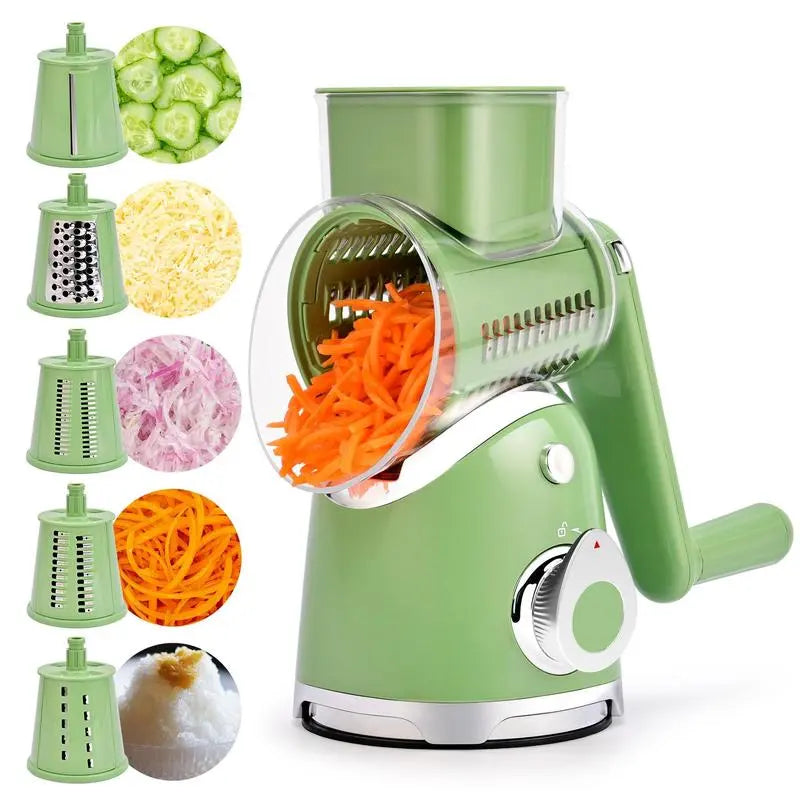 Drum Grater with 5 Stainless Steel Blades and Suction Cup Base
