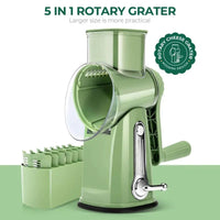 Drum Grater with 5 Stainless Steel Blades and Suction Cup Base