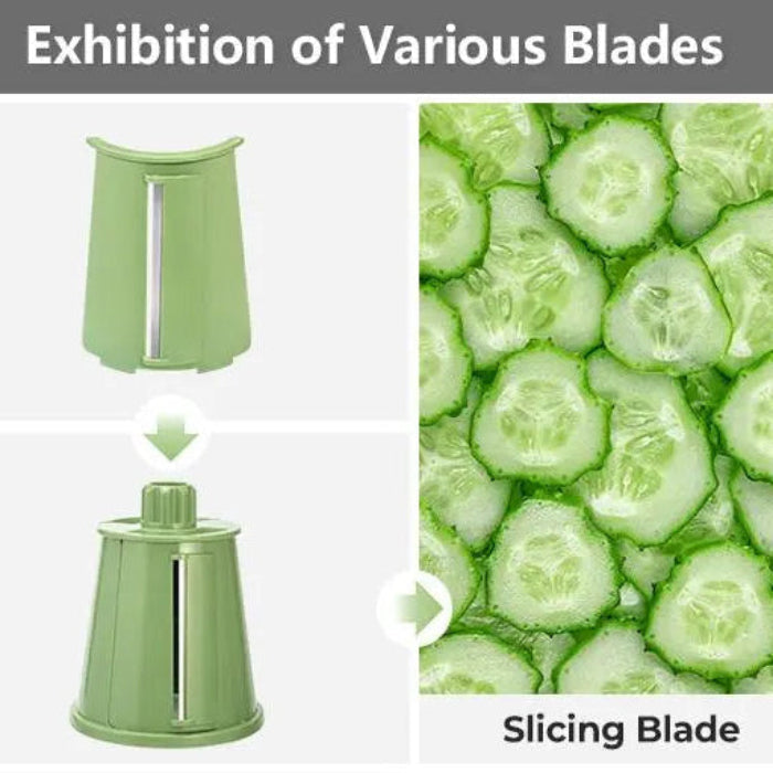 Drum Grater with 5 Stainless Steel Blades and Suction Cup Base