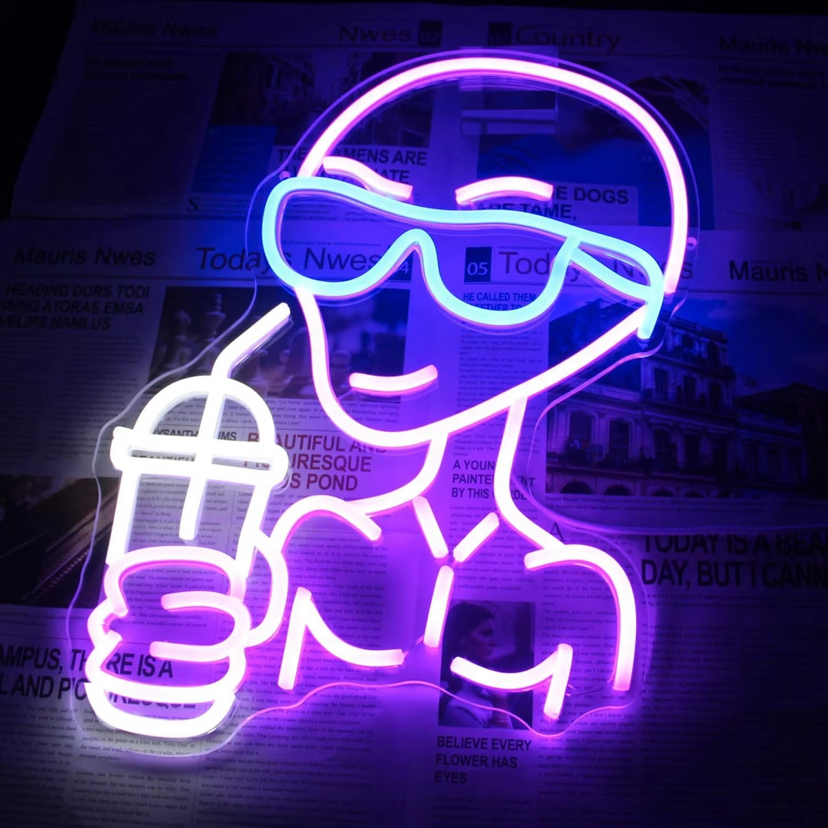 Alien LED Neon Wall Sign with Cosmic Design and Wall Mount Hardware