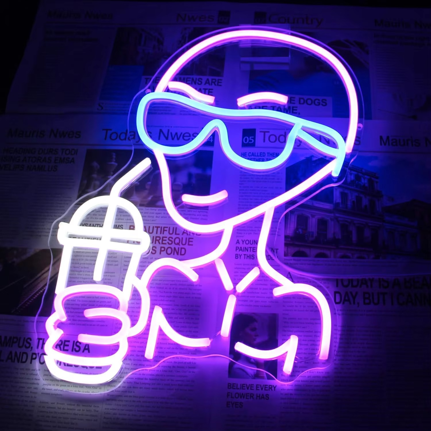Alien LED Neon Wall Sign with Cosmic Design and Wall Mount Hardware