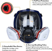 Full Face Respirator Mask with Polycarbonate Visor and Replaceable Filter Cartridges
