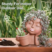 Dual Face Sculptural Planter with Drainage System and Indoor-Outdoor Versatility
