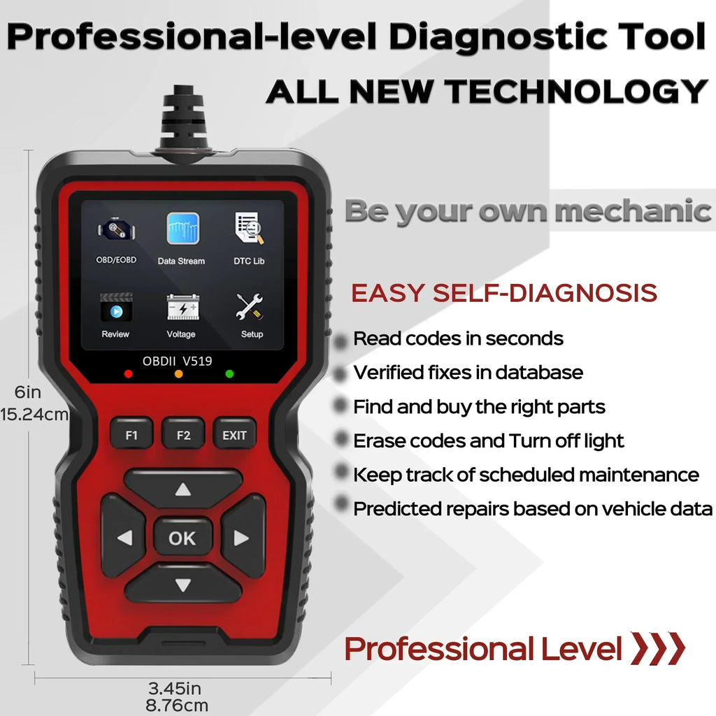 Vehicle Code Scanner with Live Data and Freeze Frame for OBD2 Cars