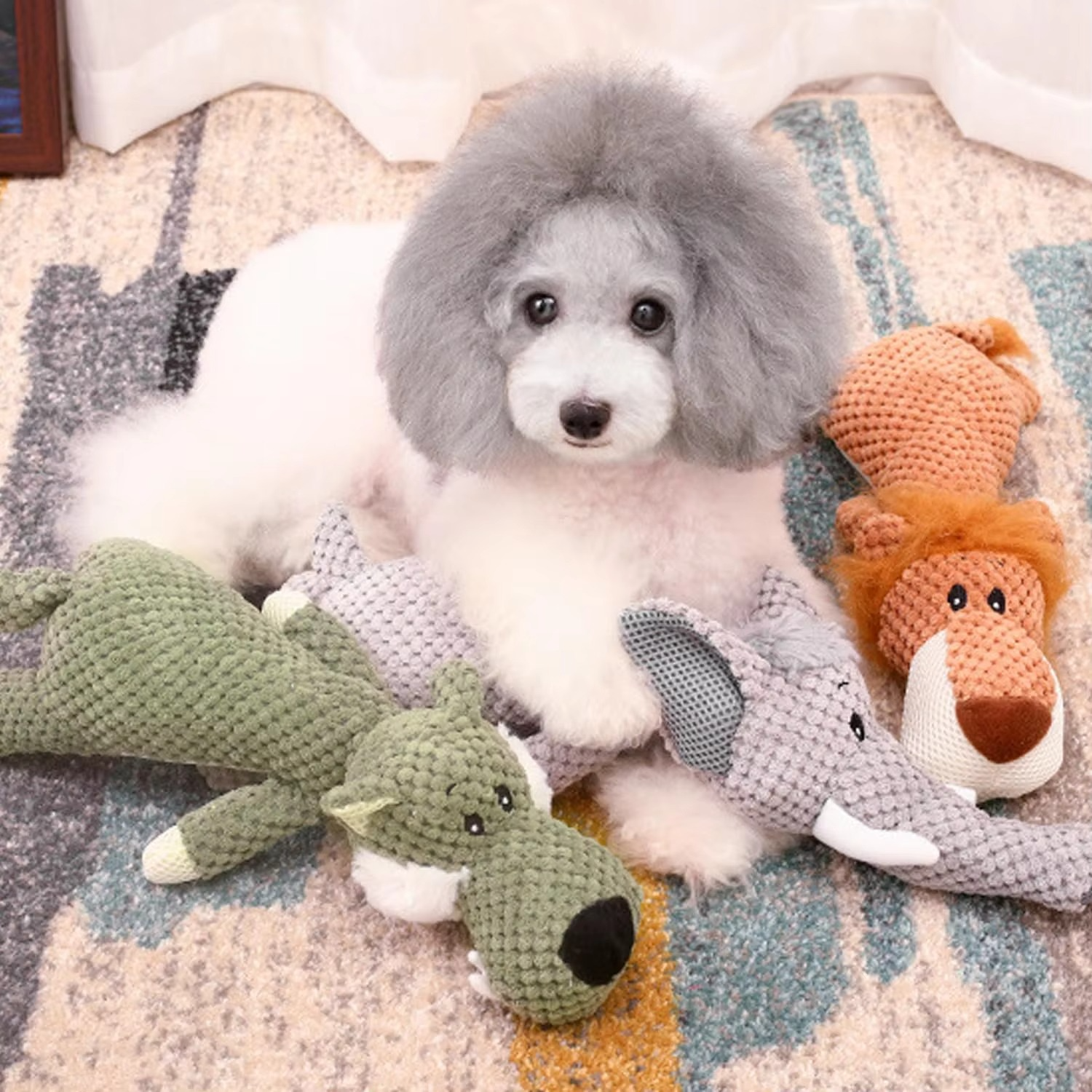Large Breed Plush Dog Toy with Built-In Squeaker and Machine Washable Fleece