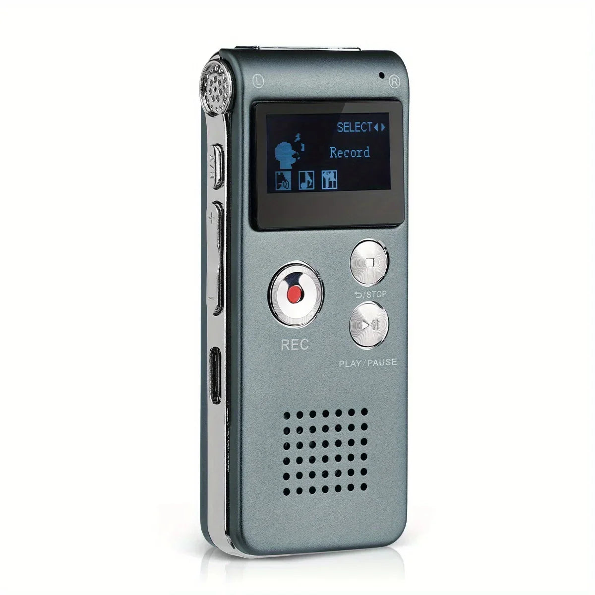 Compact Voice Activated Digital Recorder with Built-In Speaker and Headphone Jack
