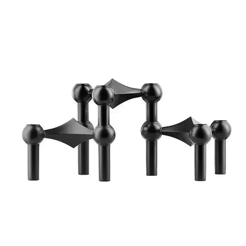 Modern Molecular Metal Candle Holder, Nordic Inspired Silver Centerpiece for Elegant Home Décor