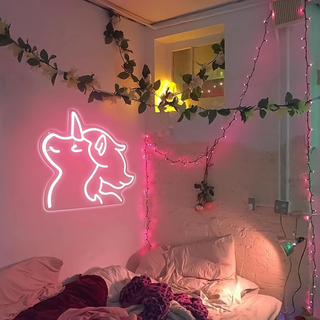 LED Neon Unicorn Sign with Adjustable Dimmer and Wall Mount