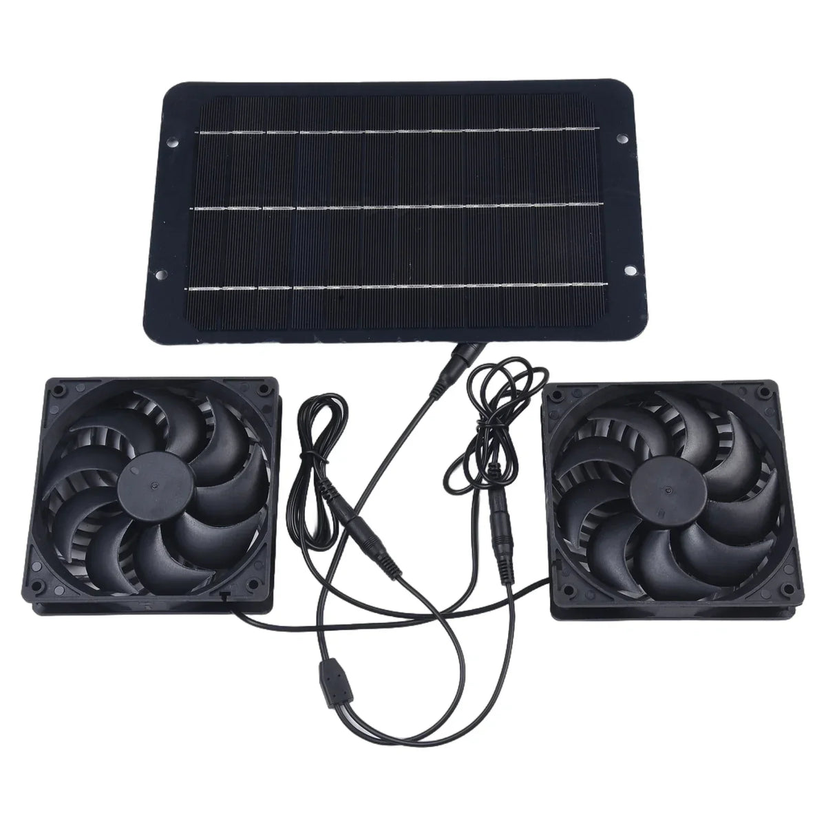 Solar Dual Exhaust Fan System with 10W Panel and Weatherproof Housing for Greenhouses