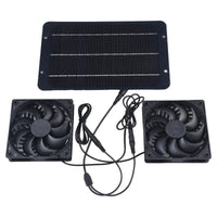 Solar Dual Exhaust Fan System with 10W Panel and Weatherproof Housing for Greenhouses