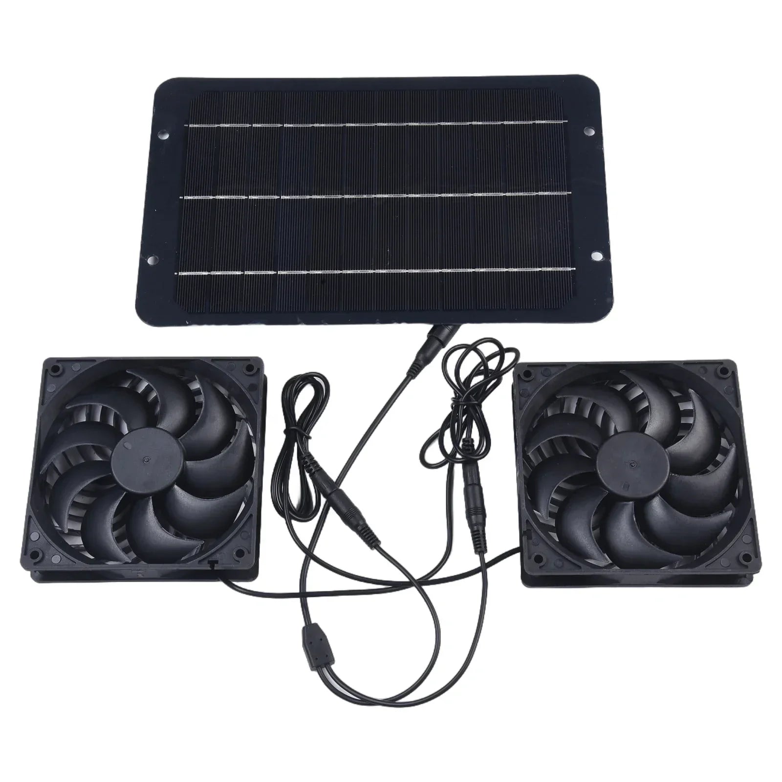 Solar Dual Exhaust Fan System with 10W Panel and Weatherproof Housing for Greenhouses