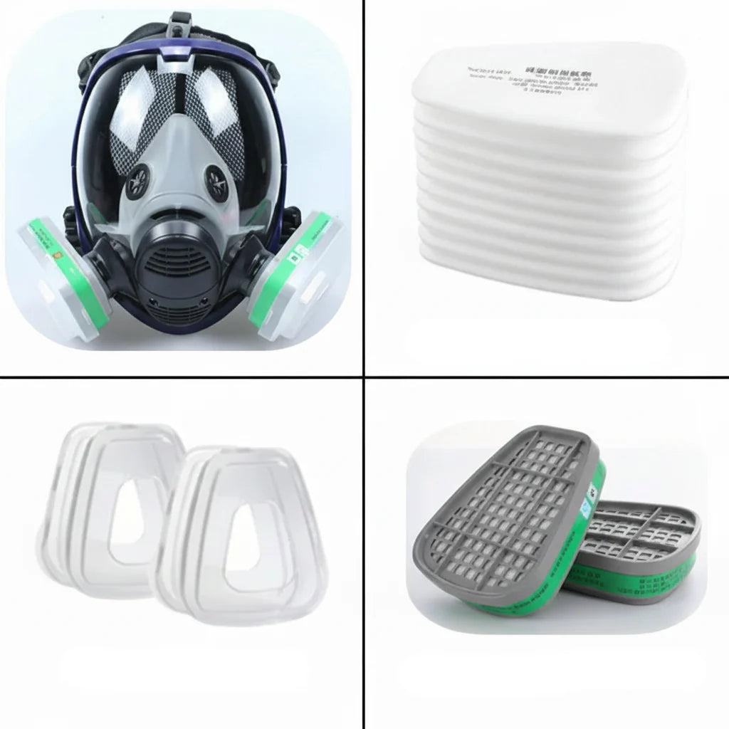 Full Face Respirator Mask with Polycarbonate Visor and Replaceable Filter Cartridges