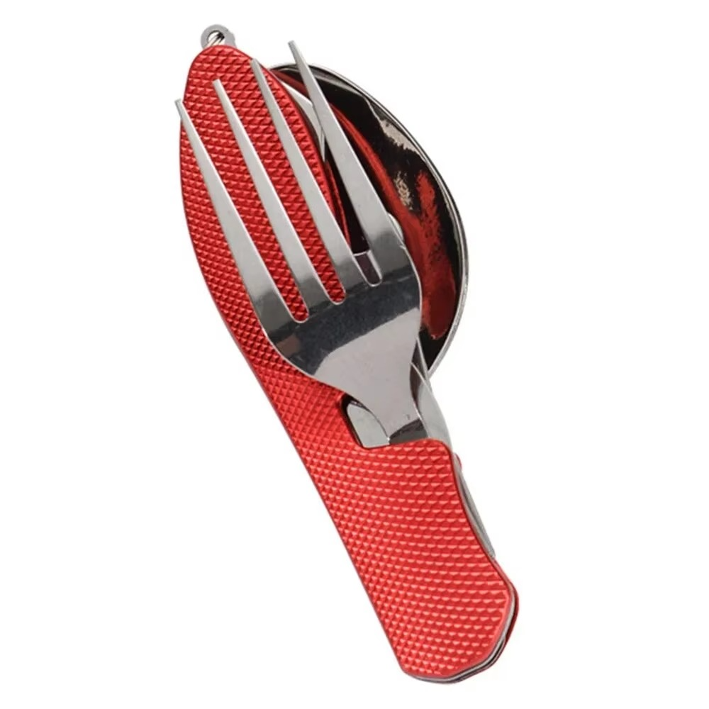 Foldable Camping Utensil Set with Stainless Steel Knife Fork Spoon Case