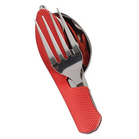 Foldable Camping Utensil Set with Stainless Steel Knife Fork Spoon Case