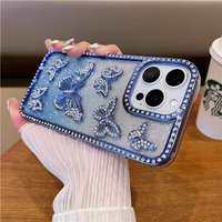Glitter Butterfly Phone Case with Rhinestone Design and Shock Absorbent Frame