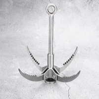 Folding Grappling Hook with Four Sharp Prongs and Stainless Steel Construction, 250lb Capacity