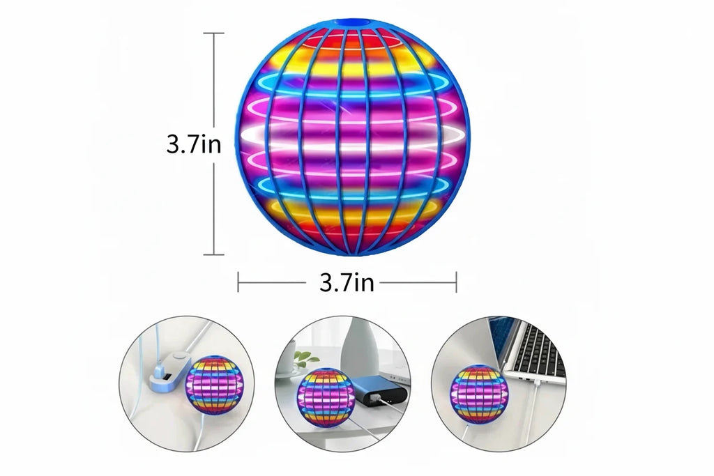 Hand-Controlled Flying Spinner with LED Light Display and Boomerang Return Flight
