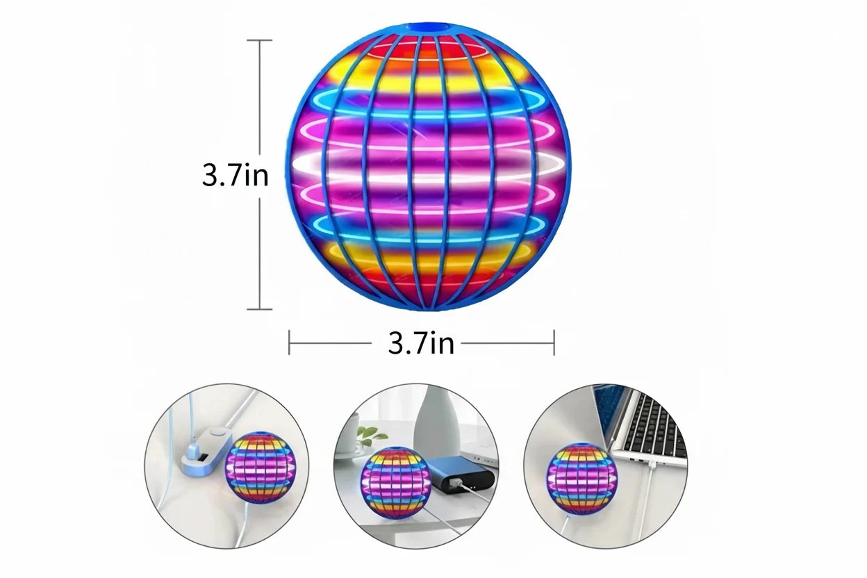 Hand-Controlled Flying Spinner with LED Light Display and Boomerang Return Flight