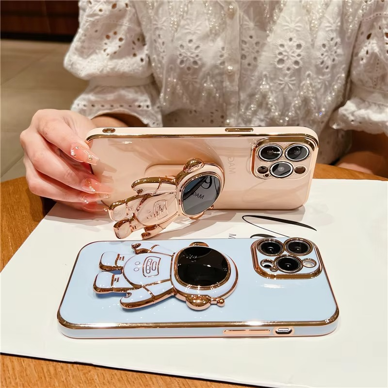 Phone Case with Foldable Astronaut Kickstand and Adjustable Viewing Angles