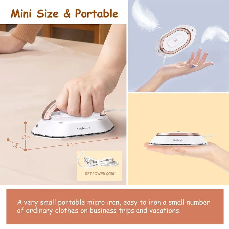 Foldable Travel Iron with Rapid Heating and Dry Wet Pressing