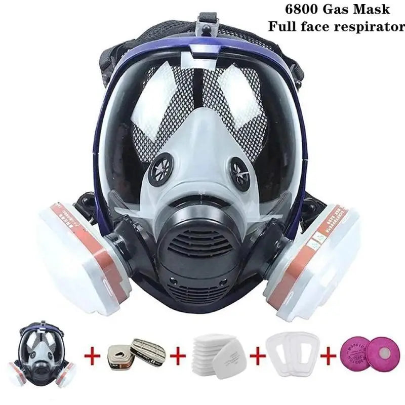 Full Face Respirator Mask with Polycarbonate Visor and Replaceable Filter Cartridges