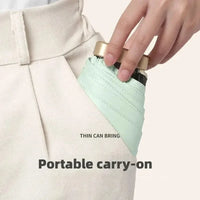 Compact Folding Umbrella with Vinyl Canopy and UV Protection, Wind Resistant