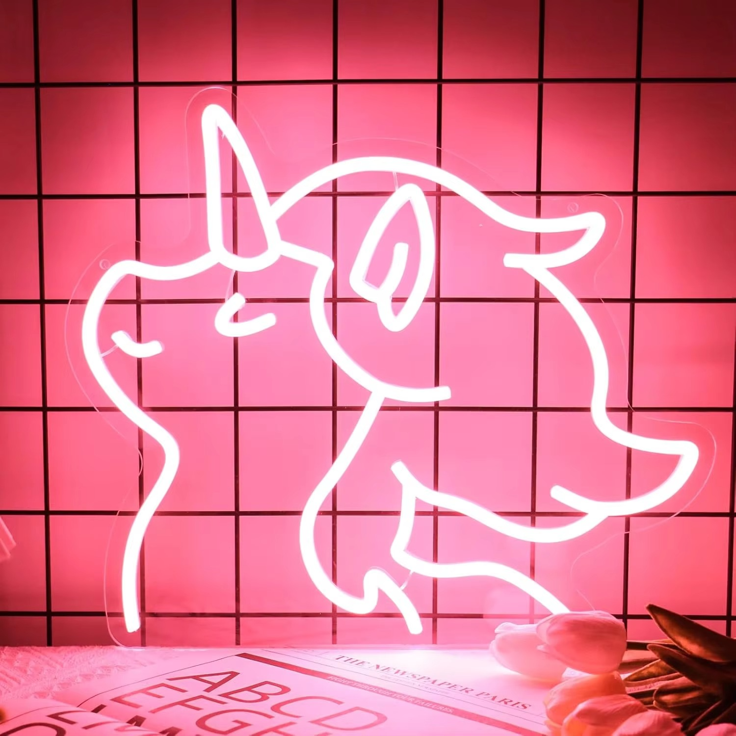 LED Neon Unicorn Sign with Adjustable Dimmer and Wall Mount