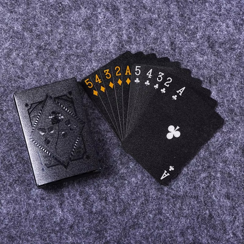 Waterproof Plastic Playing Cards with Gold Print for Travel and Game Use