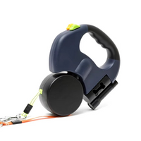 Dual Retractable Dog Leash with Flashlight and Waste Bag Dispenser for 50lb Dogs
