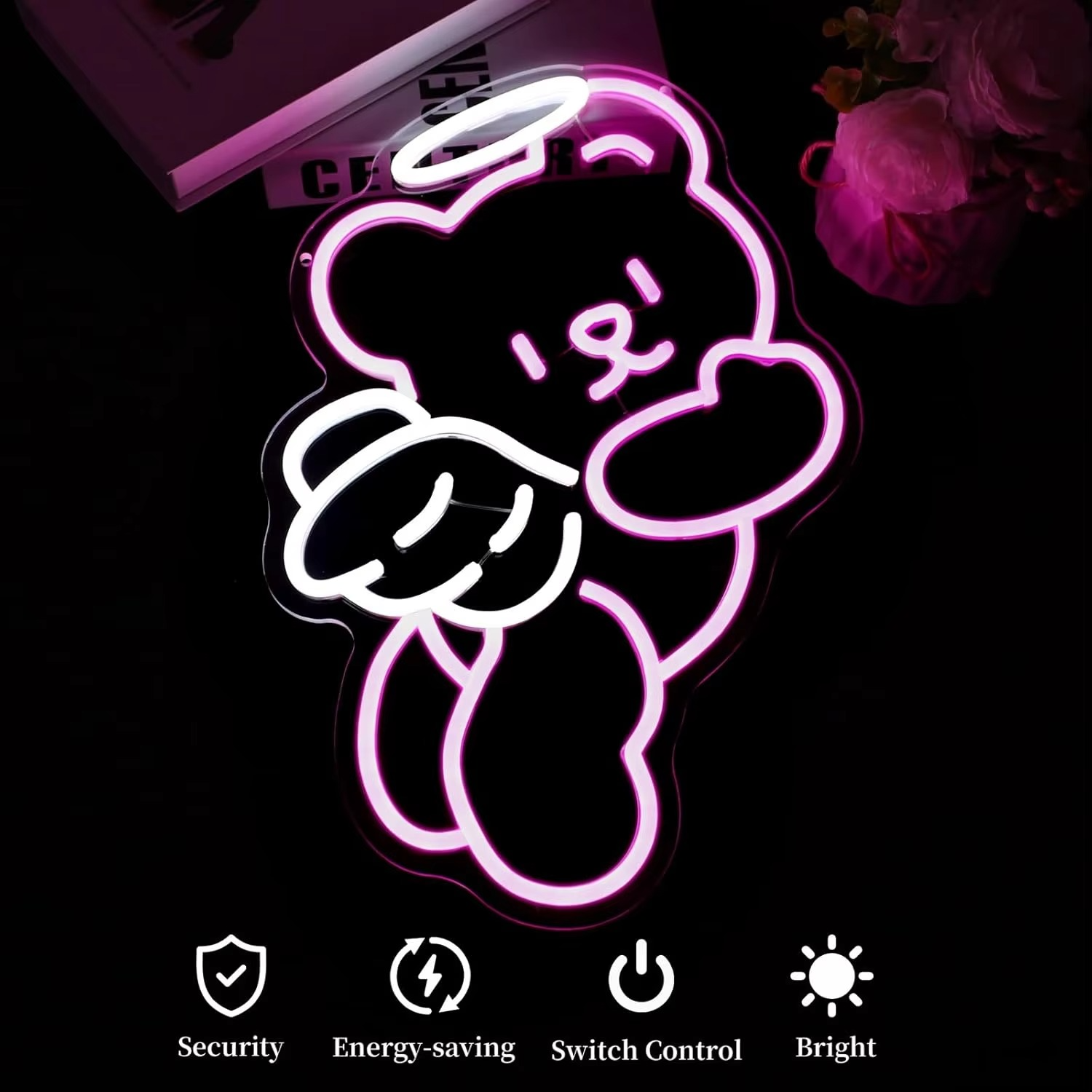 Bear Neon Light with Adjustable Dimmer and USB Power, Warm Ambient Glow