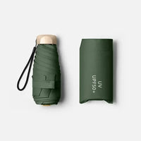 Compact Folding Umbrella with Vinyl Canopy and UV Protection, Wind Resistant